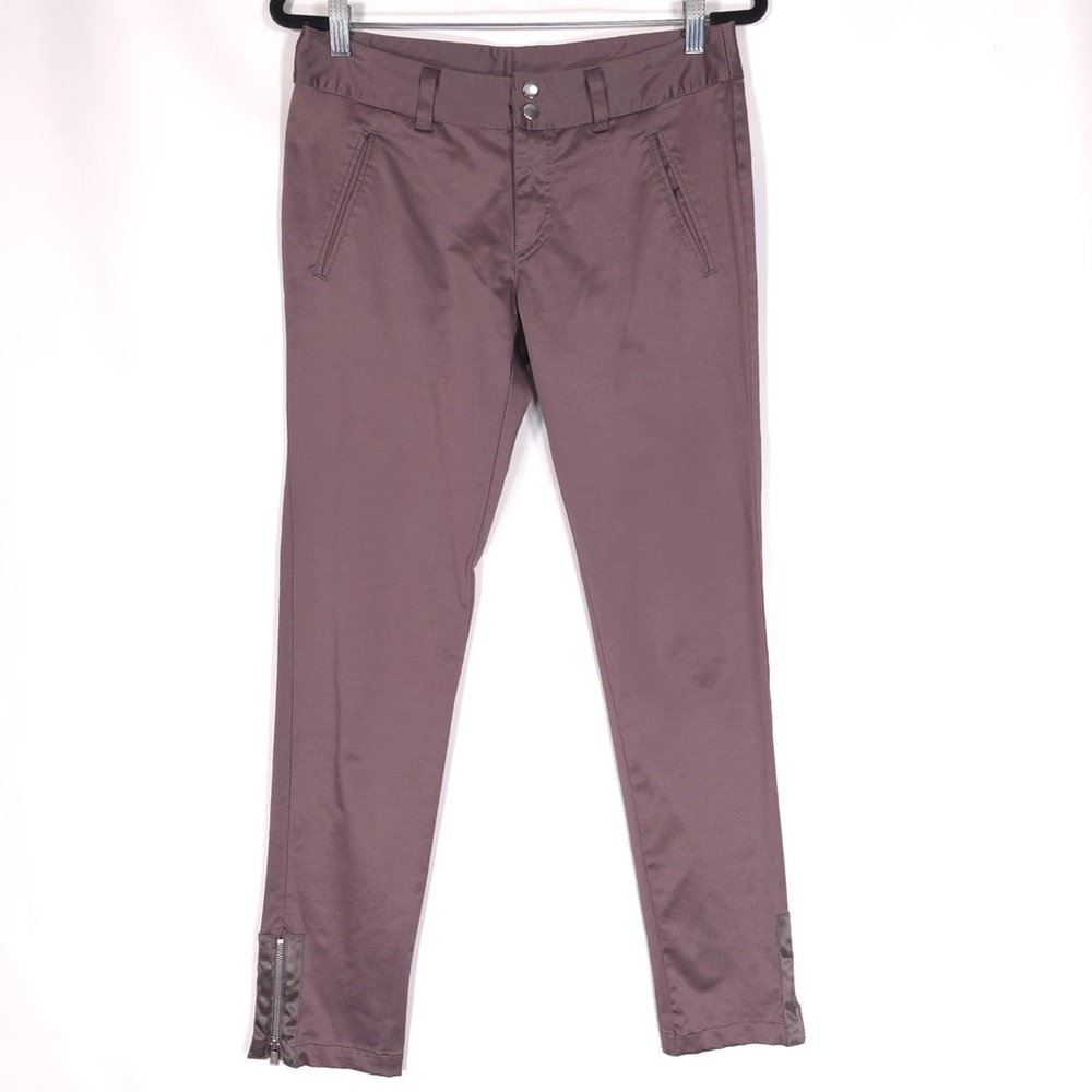 Adidas NEO LABEL Silky Ankle Zip Pants Mid Rise Belt Loops Purple Skinny Size 8